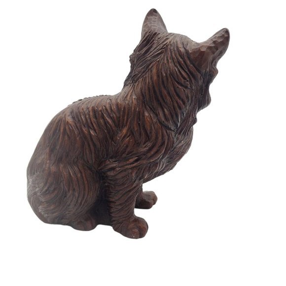 VTG 1992 Red Mill Carved Wood‎ Pecan Shells Cat Statue Figurine Folk Art Kitty - Picture 3 of 8